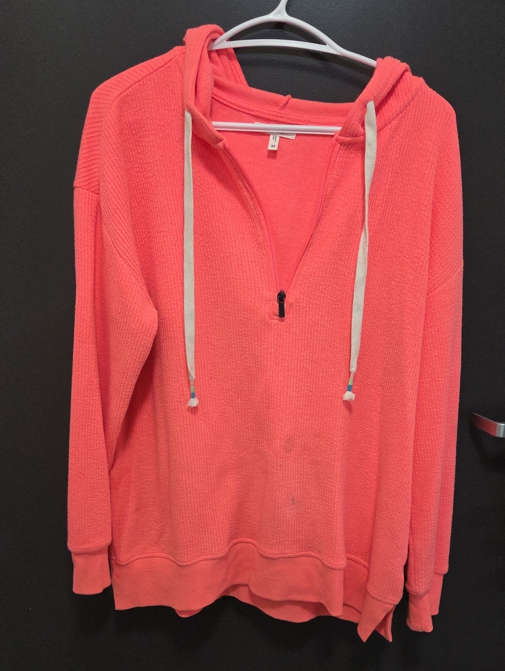 Maurices Coral Half-Zip Hooded Pullover with Contrast Drawstrings